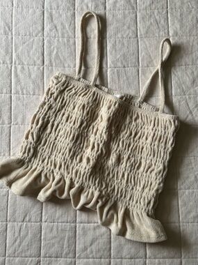 H&M Cream Smocked Cami with Thin Straps